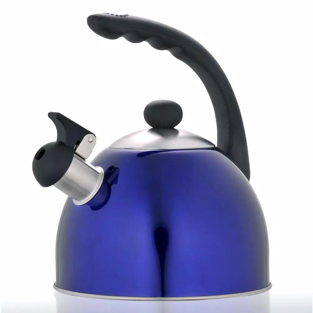 Creative Home Rhapsody 2.1 Qt. Stainless Steel Whistling Tea Kettle, Metallic Blue