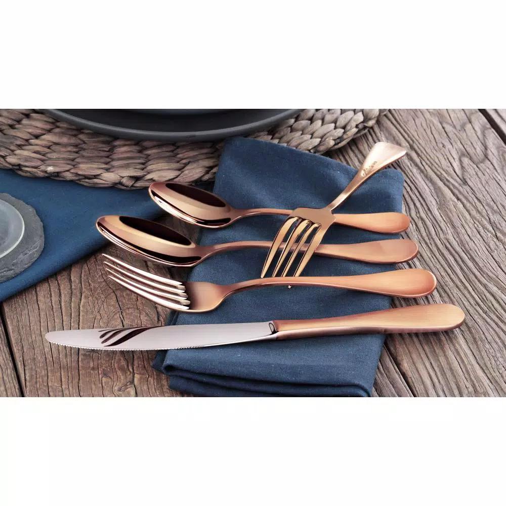 Artaste Rain 20-Piece 18/10 Stainless Steel Flatware Set, Antique Copper Finish, Service for 4
