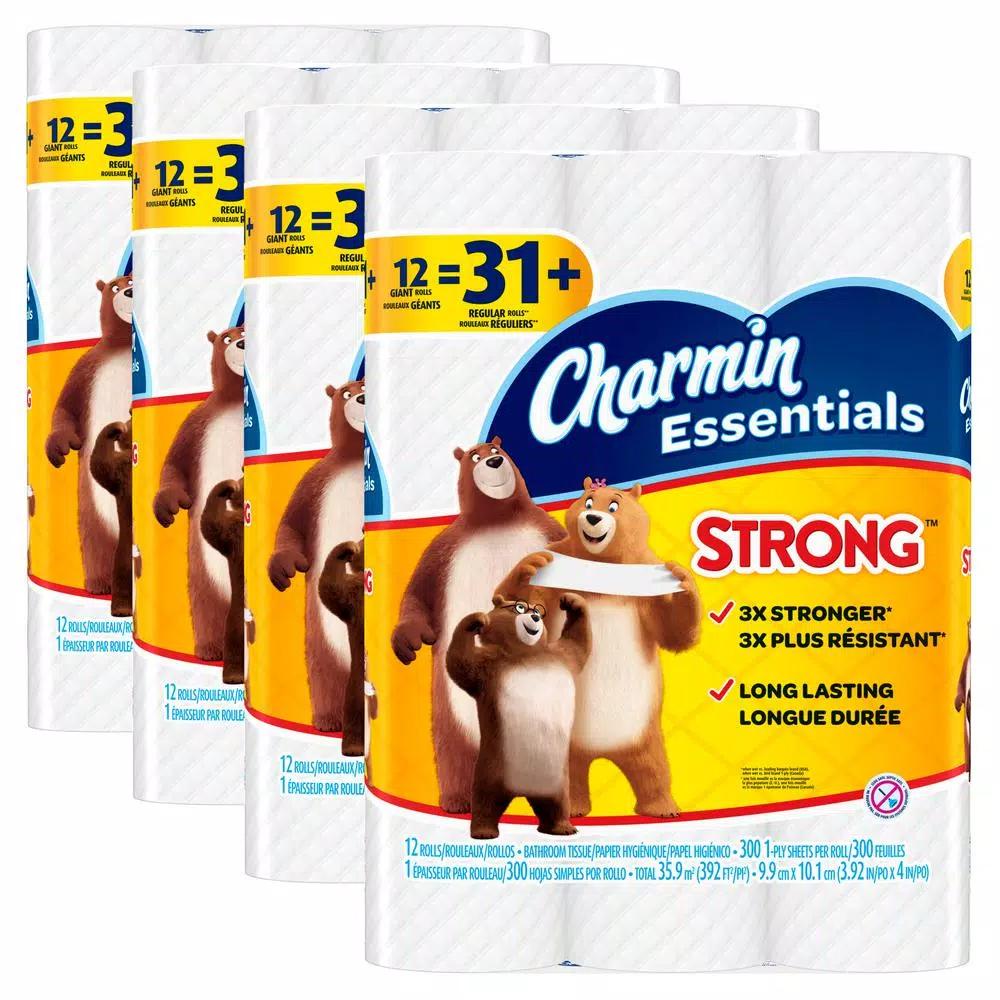 Charmin Essentials Strong 1-Ply Toilet Paper, 48 Giant Rolls