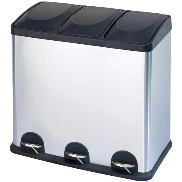 Step N' Sort 16 Gallon 3-Compartment Stainless Steel Trash and Recycling Bin