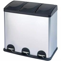 Step N' Sort 16 Gallon 3-Compartment Stainless Steel Trash and Recycling Bin thumbnail 1