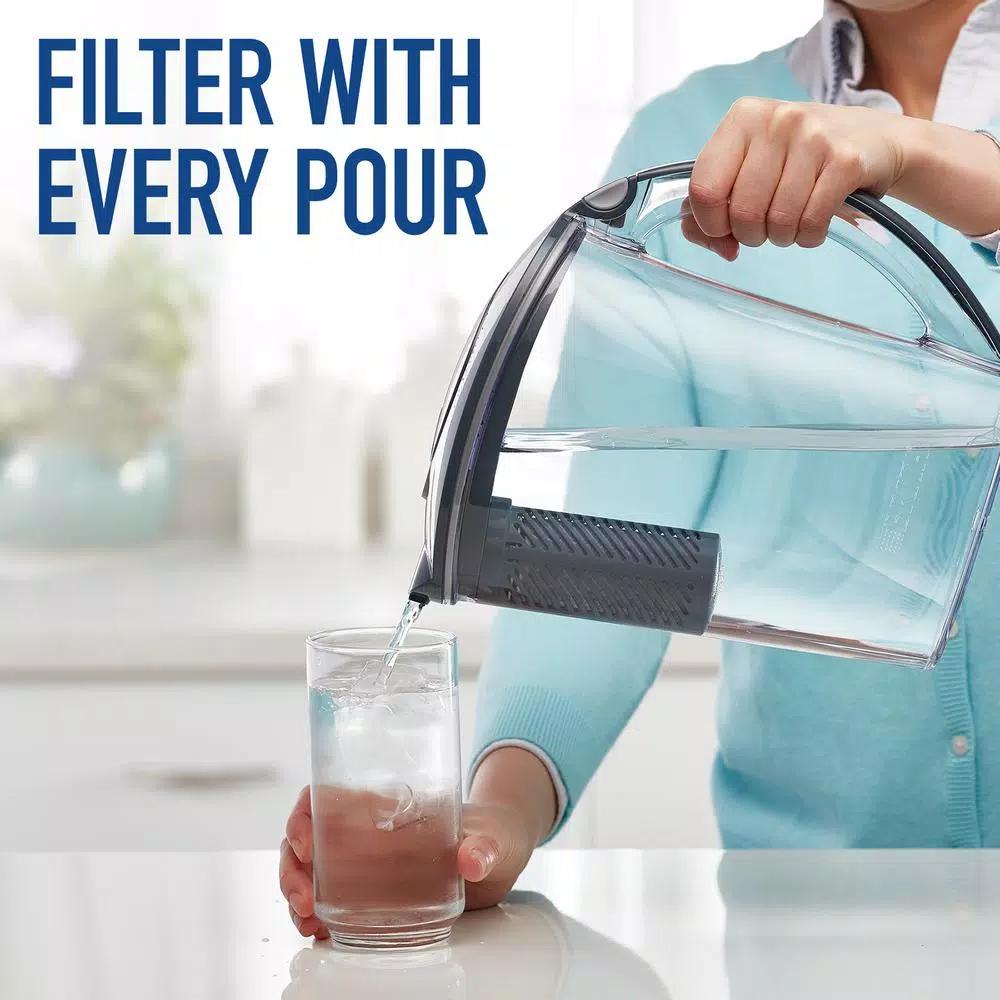 Brita Stream 10-Cup Filter-As-You-Pour Water Filter Pitcher, Carbon Gray, BPA-Free