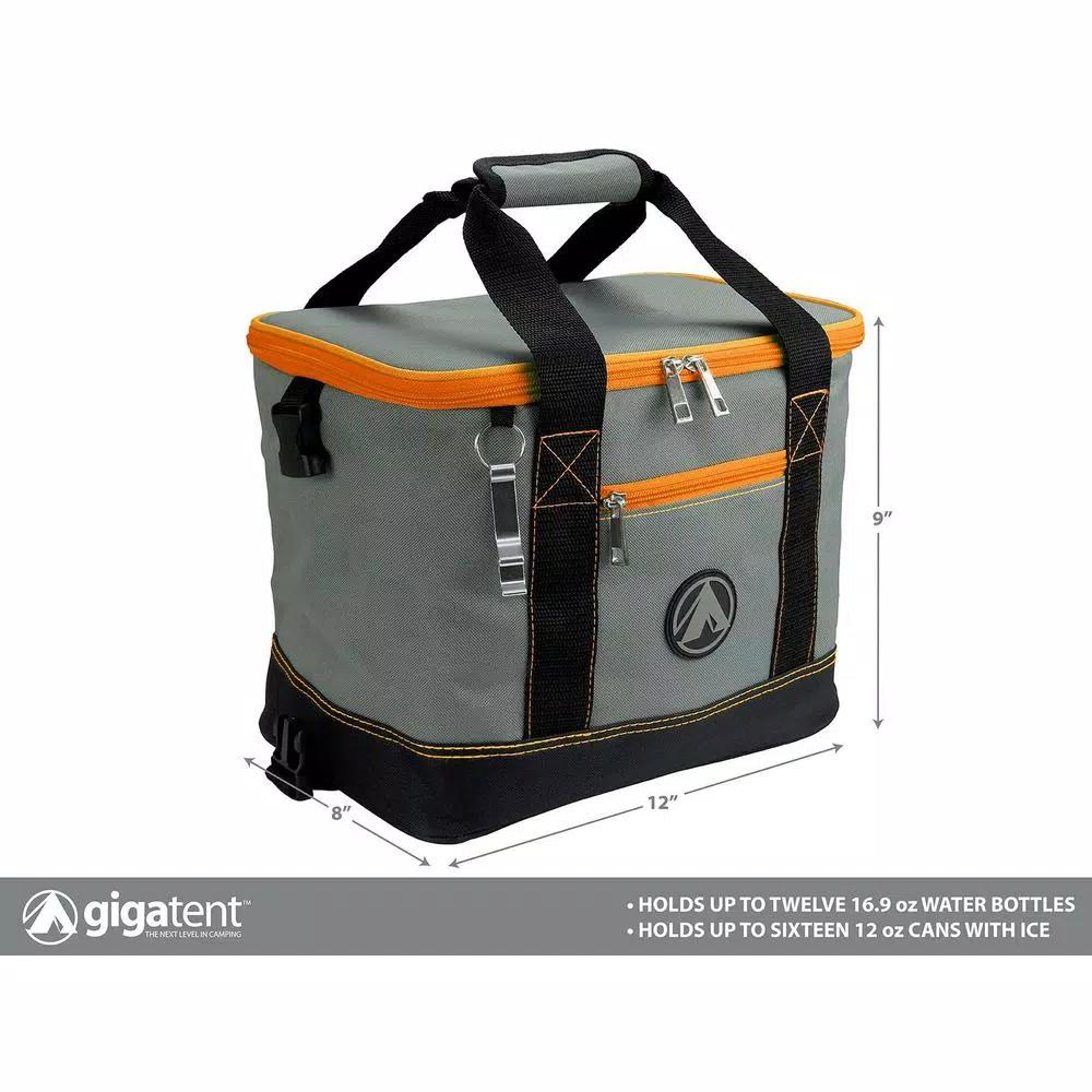 GigaTent Collapsible Soft-Side Insulated Cooler with 2 Cargo Pockets and Bottle Opener - Orange