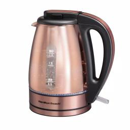 Hamilton Beach 1.7L Glass Electric Kettle with Copper Stainless Steel Base, 1500W Rapid Boil thumbnail 1