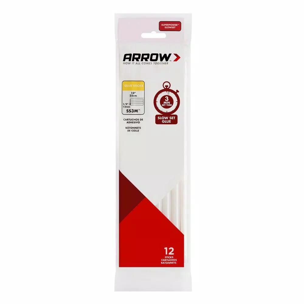 Arrow SS3M Slow Set Glue Sticks, 1/2 in. Diameter, 12 Pack