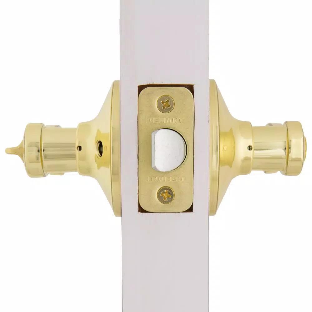Defiant Scroll Polished Brass Privacy Lever Set for Bedroom and Bathroom Doors