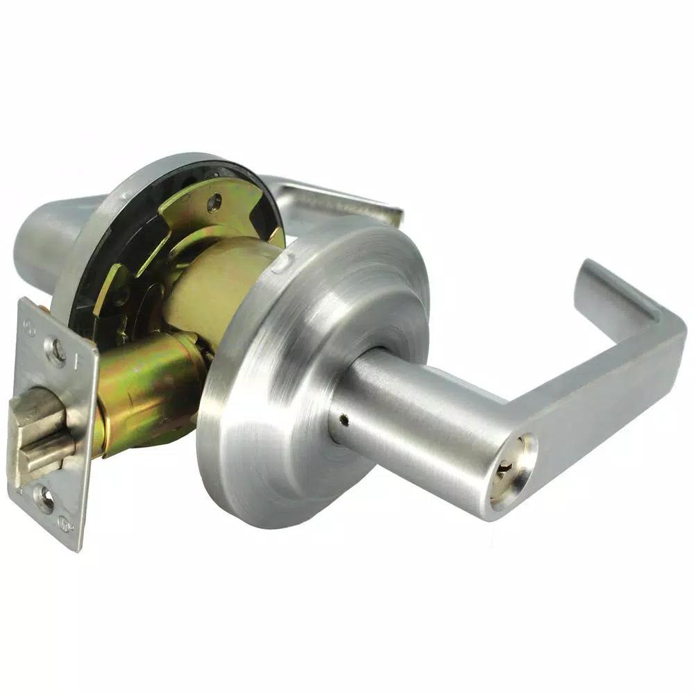 Premier Lock Heavy-Duty Satin Chrome ANSI Grade 2 Entry Door Lever Lock Set, SC1 Keyway