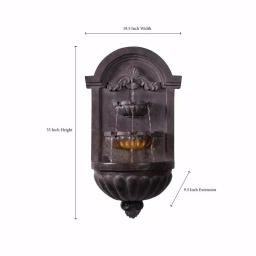 Kenroy Home San Pablo Resin Wall Fountain with LED Light, Plum Bronze, 35-inch thumbnail 2