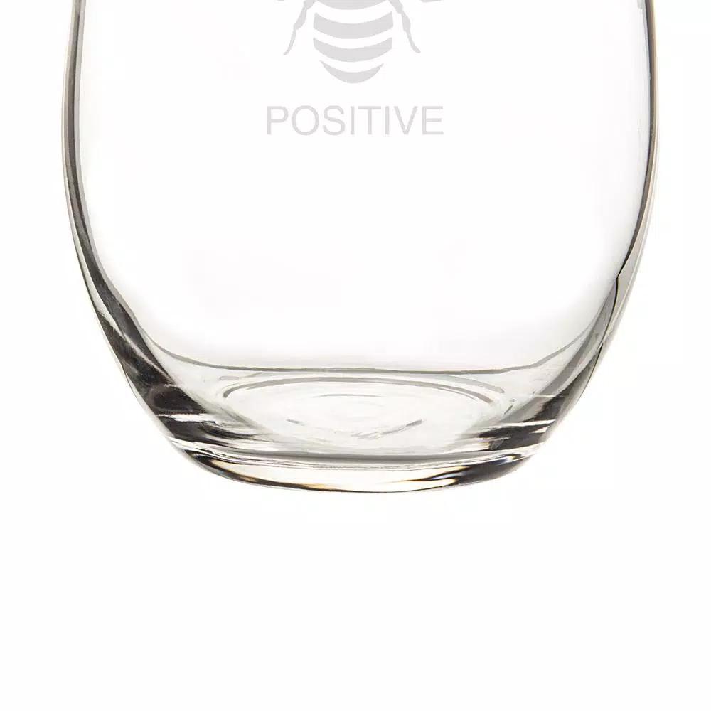 Cathy's Concepts Bee Thankful Stemless Wine Glasses, Set of 4, 21 oz. Hand-Blown Glassware