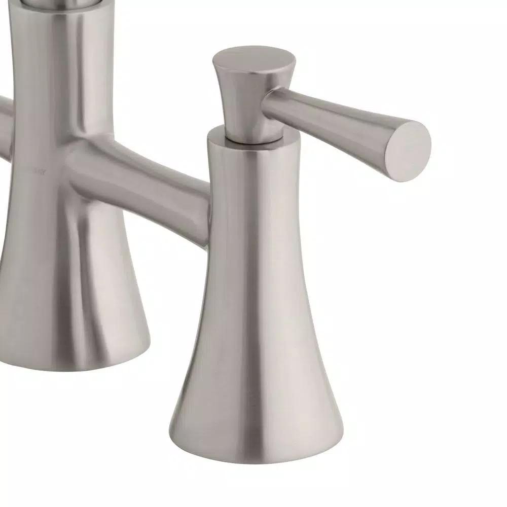 Glacier Bay Selma 2-Handle Bridge Kitchen Faucet with Pull-Down Sprayer and Soap Dispenser, Stainless Steel