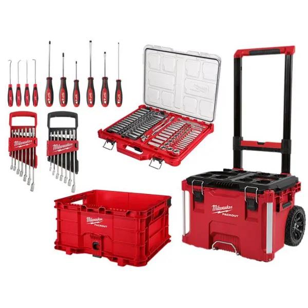 Milwaukee 130-Piece Ratchet and Socket Mechanics Tool Set with PACKOUT Modular Storage