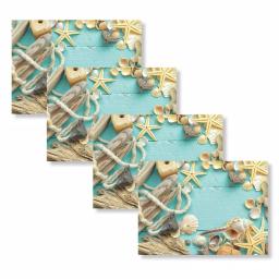 Unbranded MHF Home Sea Shell Blue Polypropylene Placemat Set, 4-Pack, 18 x 13 in. thumbnail 1