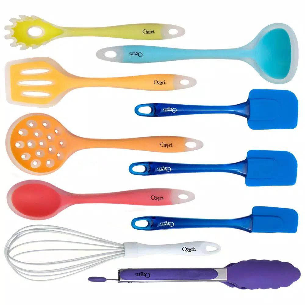 Ozeri 11-Piece All-In-One Silicone Kitchen Utensil Set with Utensil Holder, Multicolor