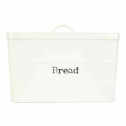 Home Basics Vintage Style Tin Bread Box - Ivory Metal Bread Canister with Airtight Lid thumbnail 1