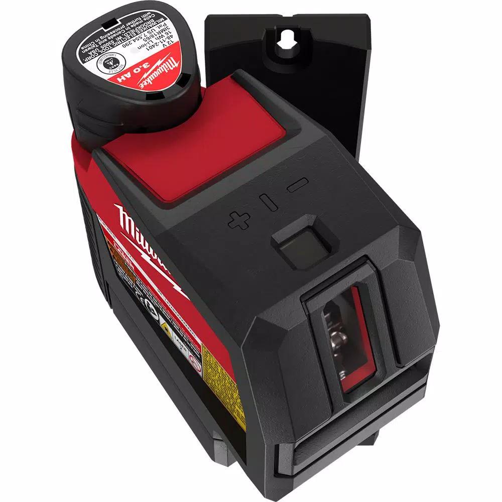 Milwaukee M12 Green Cross Line and Plumb Points Laser Level Kit with 3.0 Ah Battery