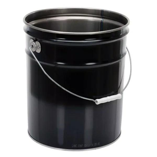 Vestil 5 Gallon Black Steel Open Head Pail with Rust Inhibitor Lining