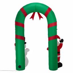 Glitzhome 8 ft. Inflatable Santa and Snowman Christmas Gate Arch with LED Lights thumbnail 3