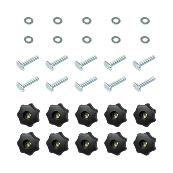 POWERTEC 10-Pack T-Track Knob Kit with 7-Star Knobs, 5/16"-18 Bolts and Washers