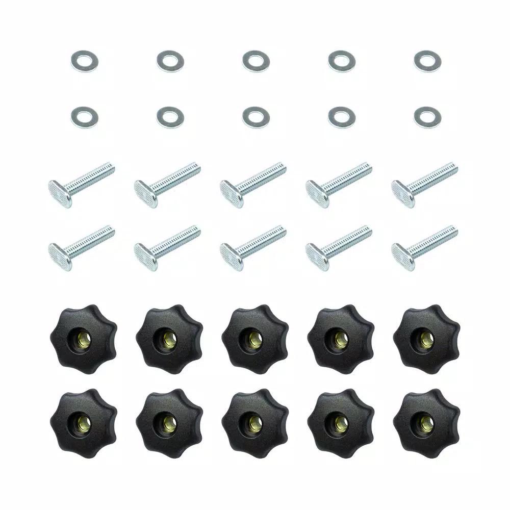 POWERTEC 10-Pack T-Track Knob Kit with 7-Star Knobs, 5/16"-18 Bolts and Washers