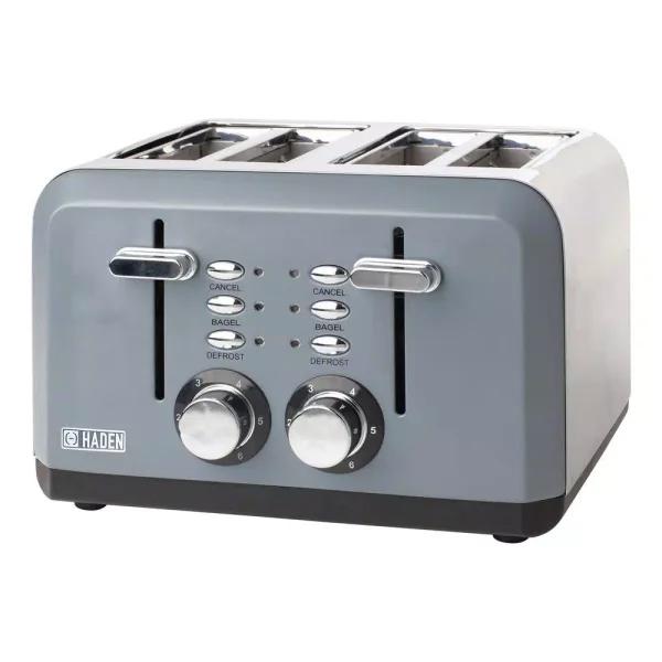 Haden Perth 1500W 4-Slice Wide Slot Toaster, Slate Grey