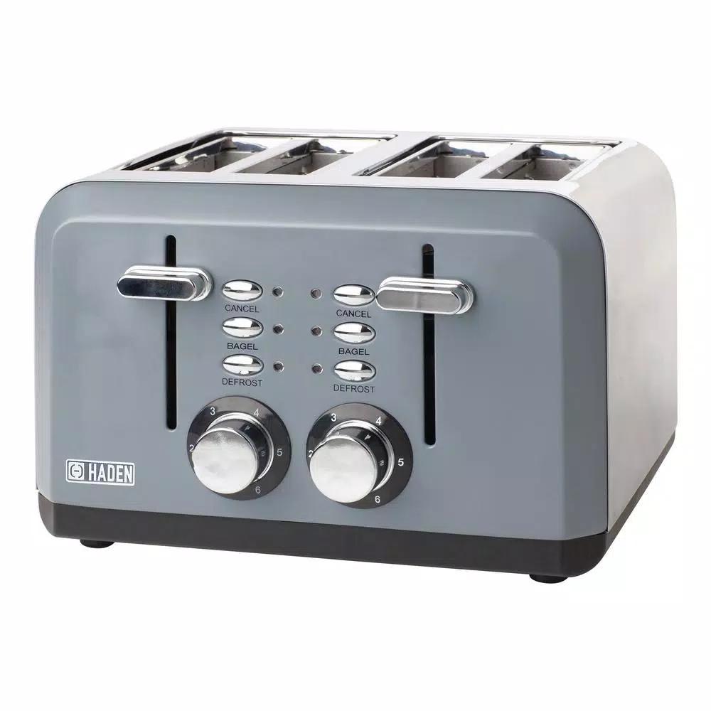 Haden Perth 1500W 4-Slice Wide Slot Toaster, Slate Grey