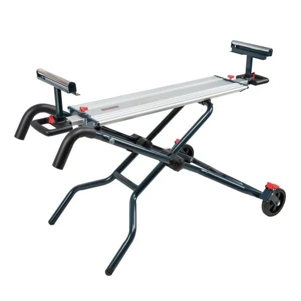 POWERTEC Dual Position Portable Miter Saw Stand with Wheels and Aluminum Bed