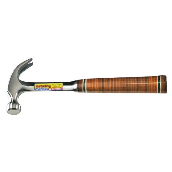 Estwing 16 oz. Curved Claw Hammer with Genuine Laminated Leather Grip, Forged Steel