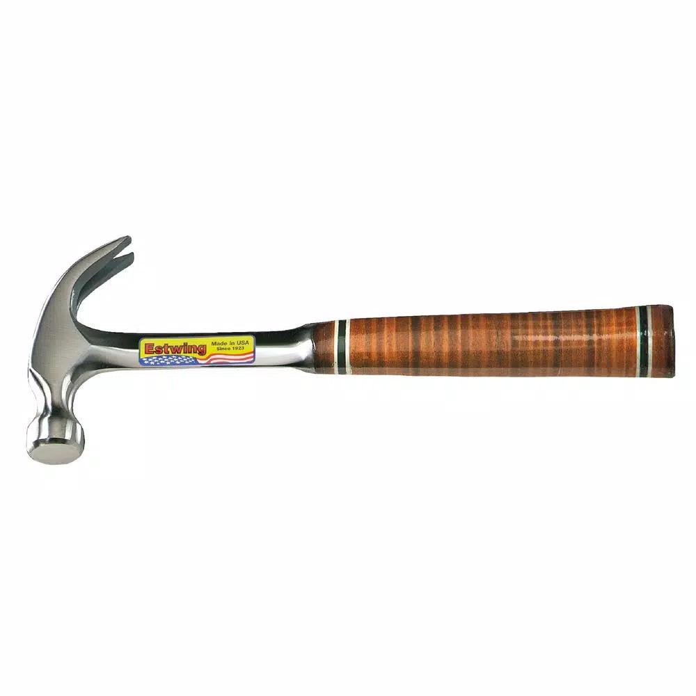 Estwing 16 oz. Curved Claw Hammer with Genuine Laminated Leather Grip, Forged Steel