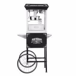 Great Northern Popcorn Lincoln 8 oz. Black Popcorn Machine with Mobile Serving Cart thumbnail 1