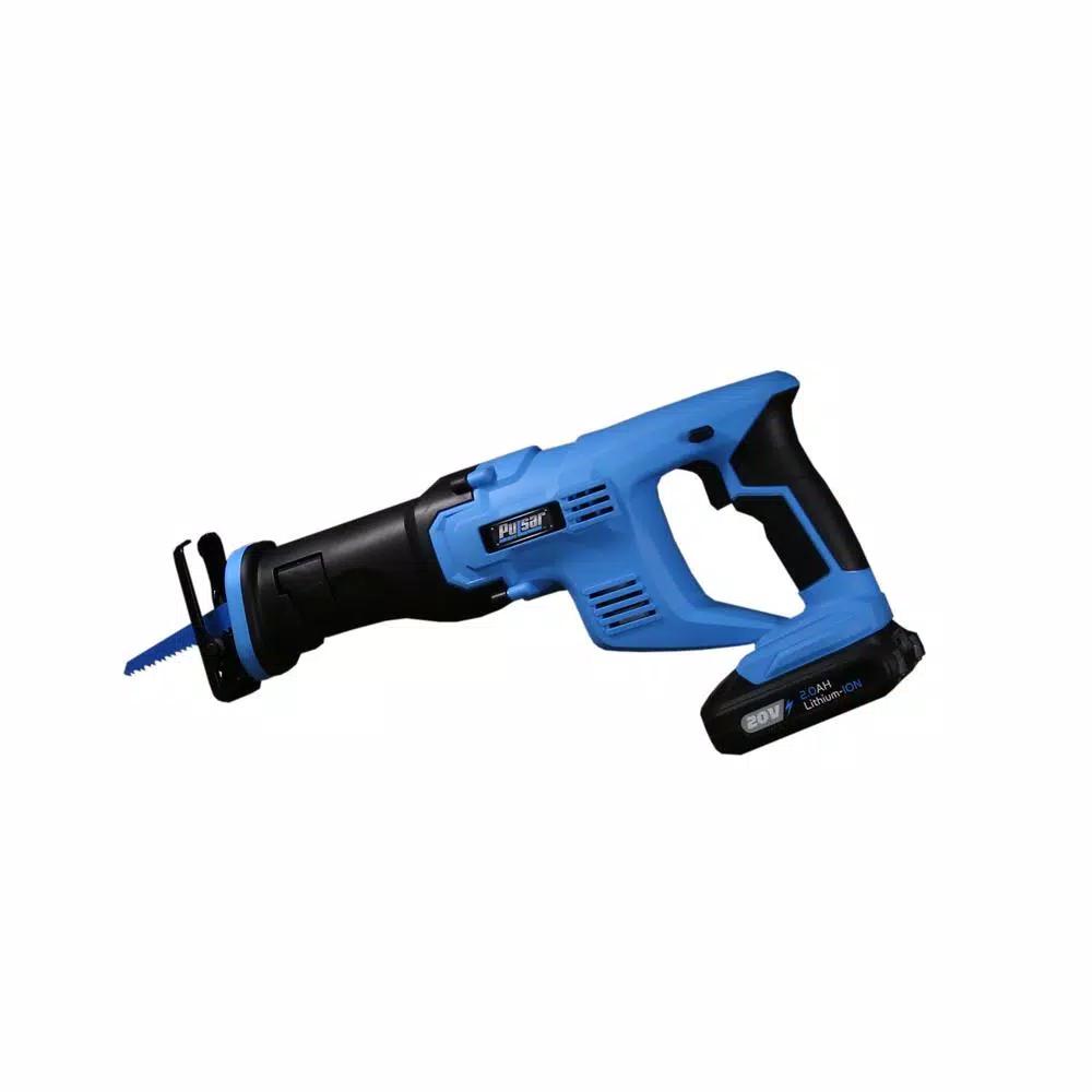 Pulsar PT2120 20V Cordless Reciprocating Saw Kit with 2 Ah Battery, Charger, and Assorted Blades