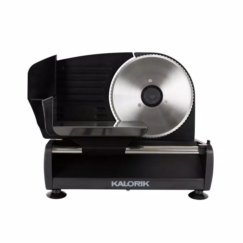 Unbranded Kalorik 200W Professional Food Slicer with 7.5 in. Stainless Steel Serrated Blade, Black