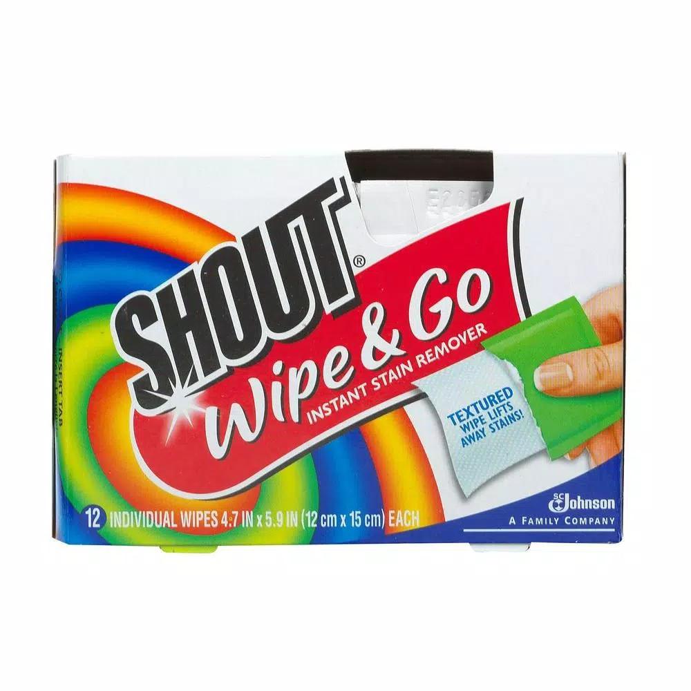 Shout Multi-Purpose Cleaning Wipes, Stain Remover Towelettes, 12-Count