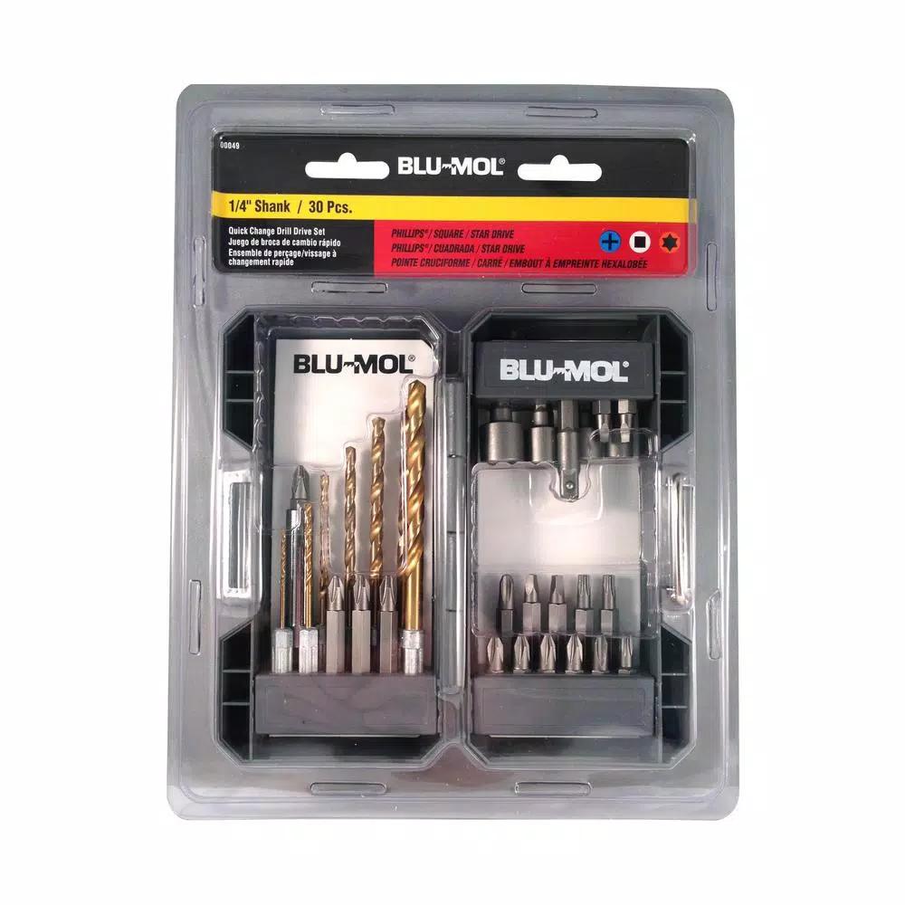 Blu-Mol 30-Piece Titanium Quick Change Drill Bit and Drive Set