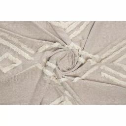 LR Home Fringe Tufted Geometric Cotton Throw Blanket - Beige/Cream thumbnail 3