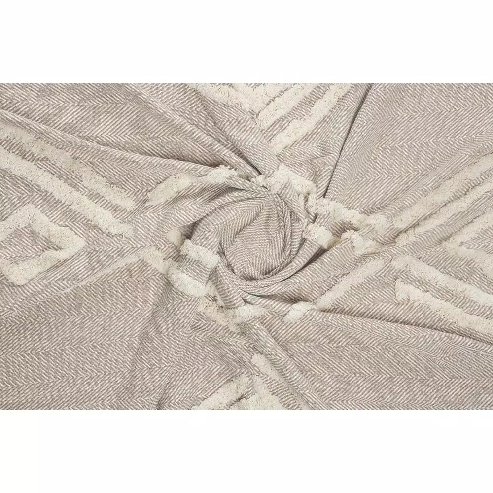 LR Home Fringe Tufted Geometric Cotton Throw Blanket - Beige/Cream