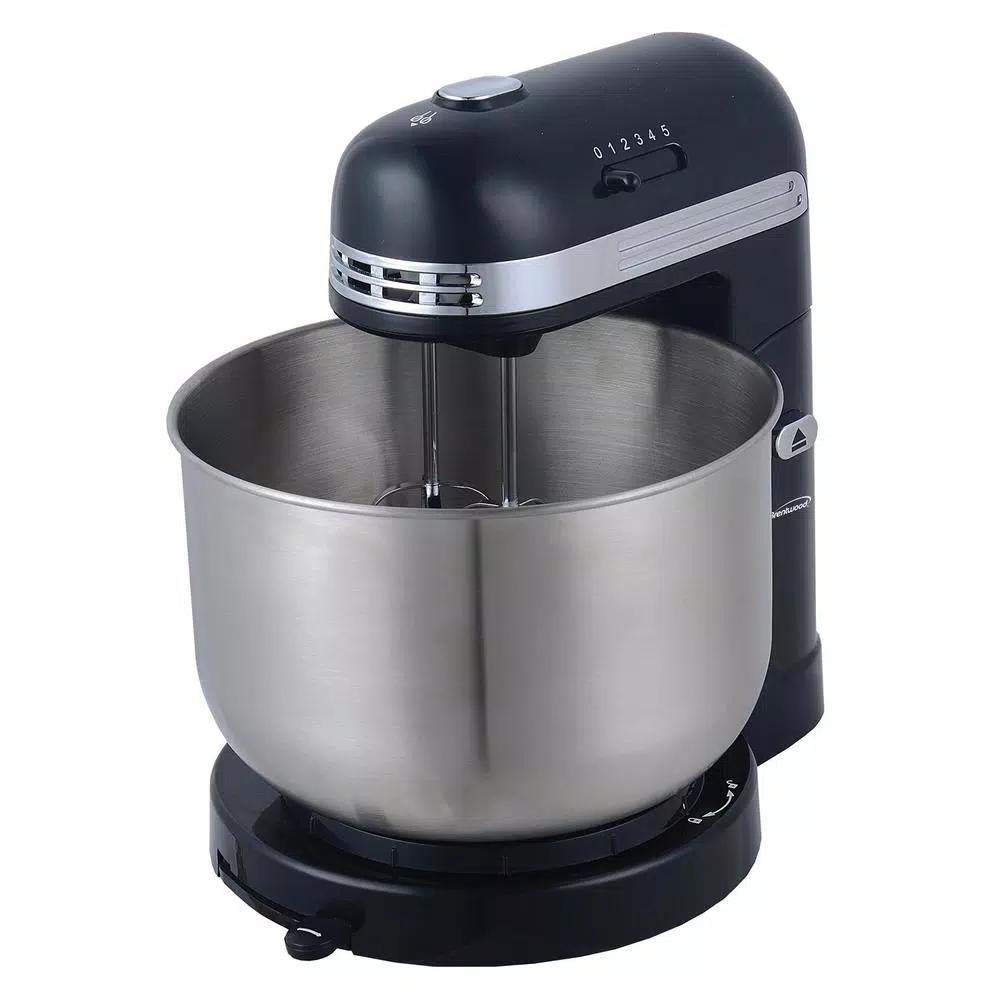 Brentwood Appliances Brentwood 5-Speed Stand Mixer with 3-Qt Stainless Steel Mixing Bowl, Black