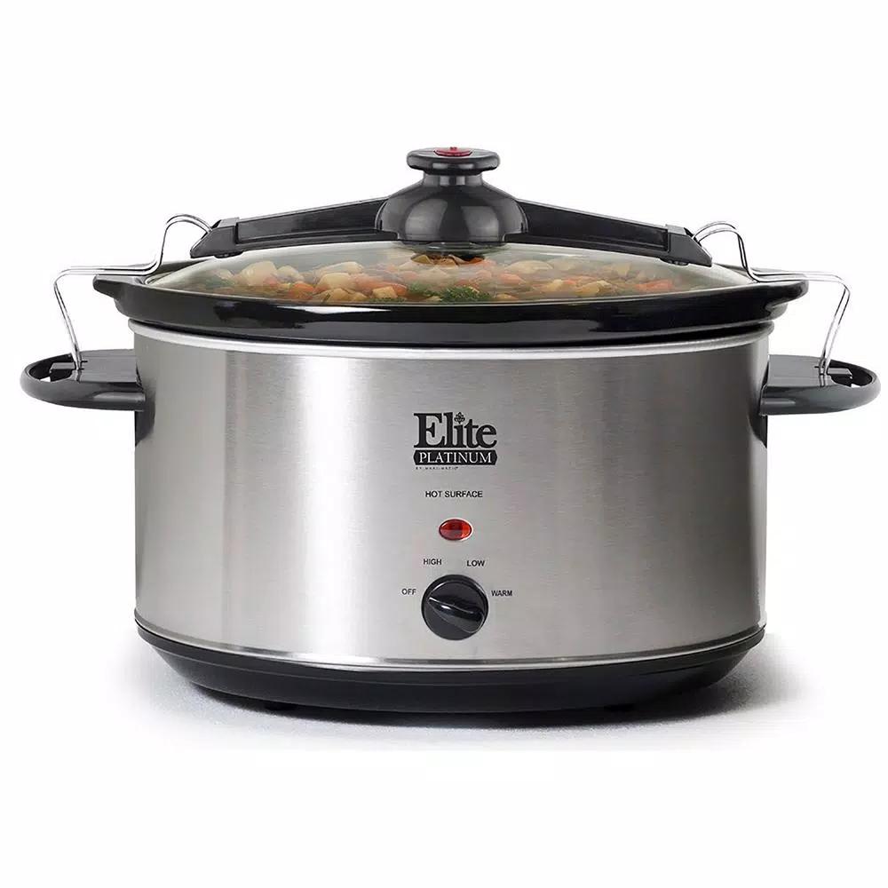 Elite Platinum 8.5 Qt. Stainless Steel Slow Cooker with Locking Lid and Silicone Gasket Seal