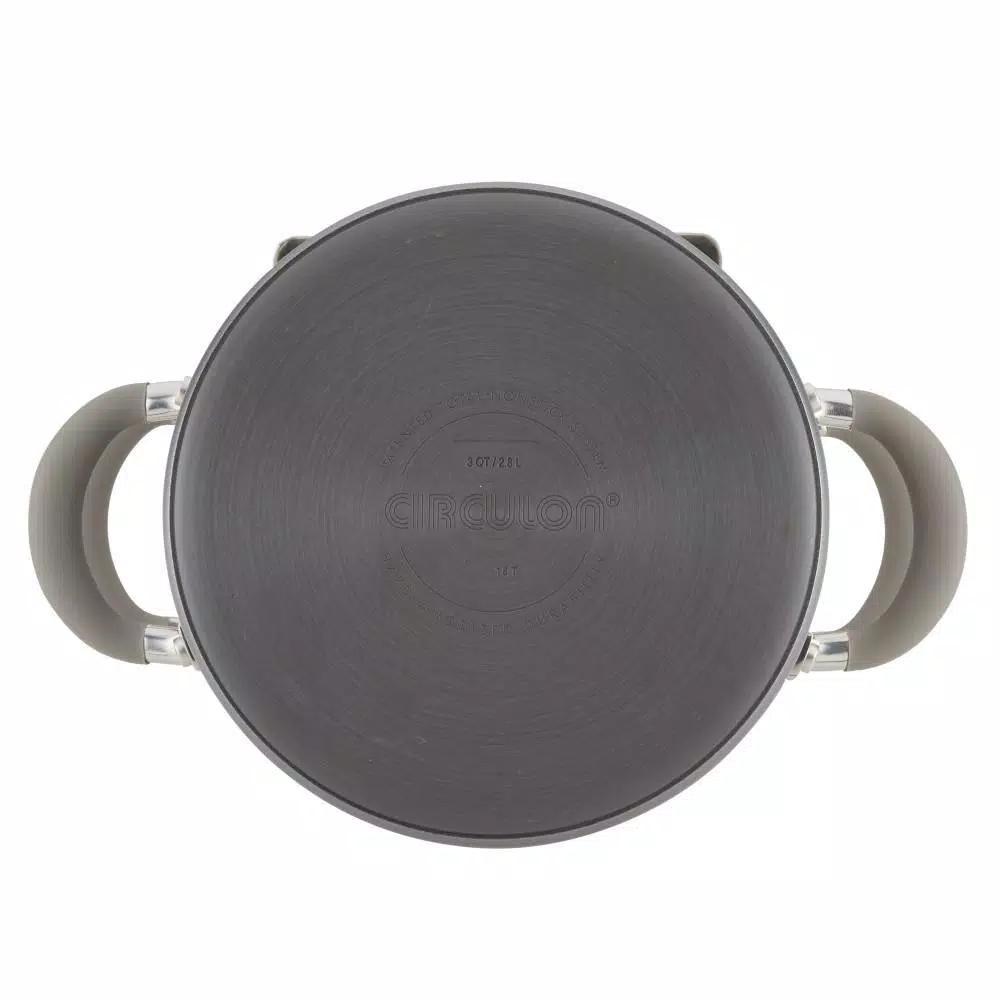 Circulon Elementum 3 Qt. Hard-Anodized Nonstick Covered Multipot with Steamer Insert, Oyster Gray