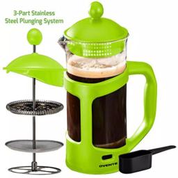 Ovente 8-Cup Green French Press - Heat-Resistant Borosilicate Glass Coffee and Tea Maker with Measuring Scoop thumbnail 5