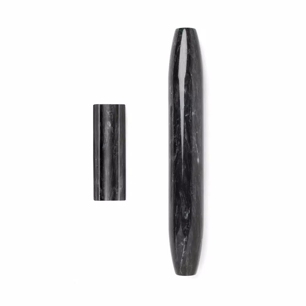 Fox Run 12 in. Black Marble Tapered French Rolling Pin with Base
