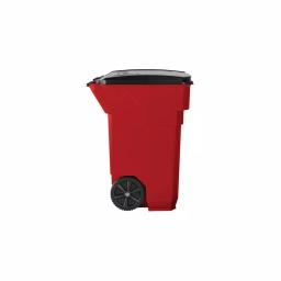 Suncast Commercial Suncast 65 Gallon Commercial Red Plastic Trash Can with Wheels and Attached Lid thumbnail 2