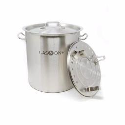 Gas One 40 Qt. Stainless Steel Stock Pot Set with Lid and Steamer Rack thumbnail 1