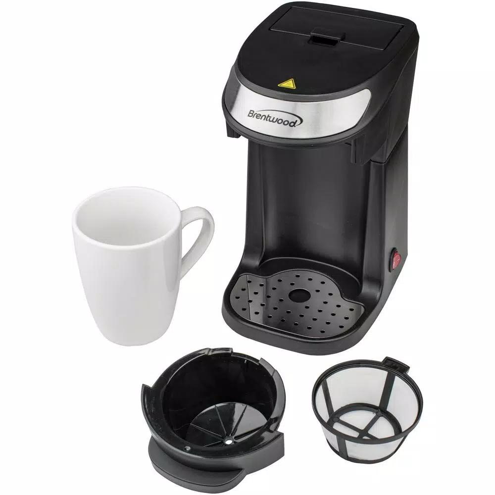 Brentwood Appliances TS-111BK Single Serve Coffee Maker with 12 oz. Porcelain Mug, Black