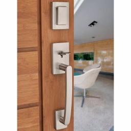 Baldwin Prestige Spyglass Single Cylinder Satin Nickel Handleset with Square Lever and SmartKey Security thumbnail 9