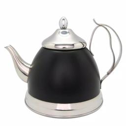 Creative Home Nobili-Tea 2 qt. Opaque Black Stainless Steel Tea Kettle with Removable Infuser Basket thumbnail 1