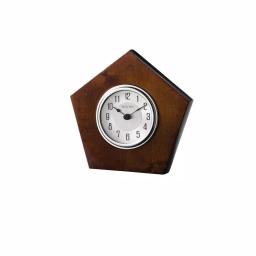 Bulova Orion Gloss Brown Cherry Solid Hardwood Table Clock with Silver Waterfall Bezel thumbnail 1