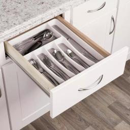 Real Solutions for Real Life White Plastic 6-Compartment Utensil Drawer Organizer Tray thumbnail 4