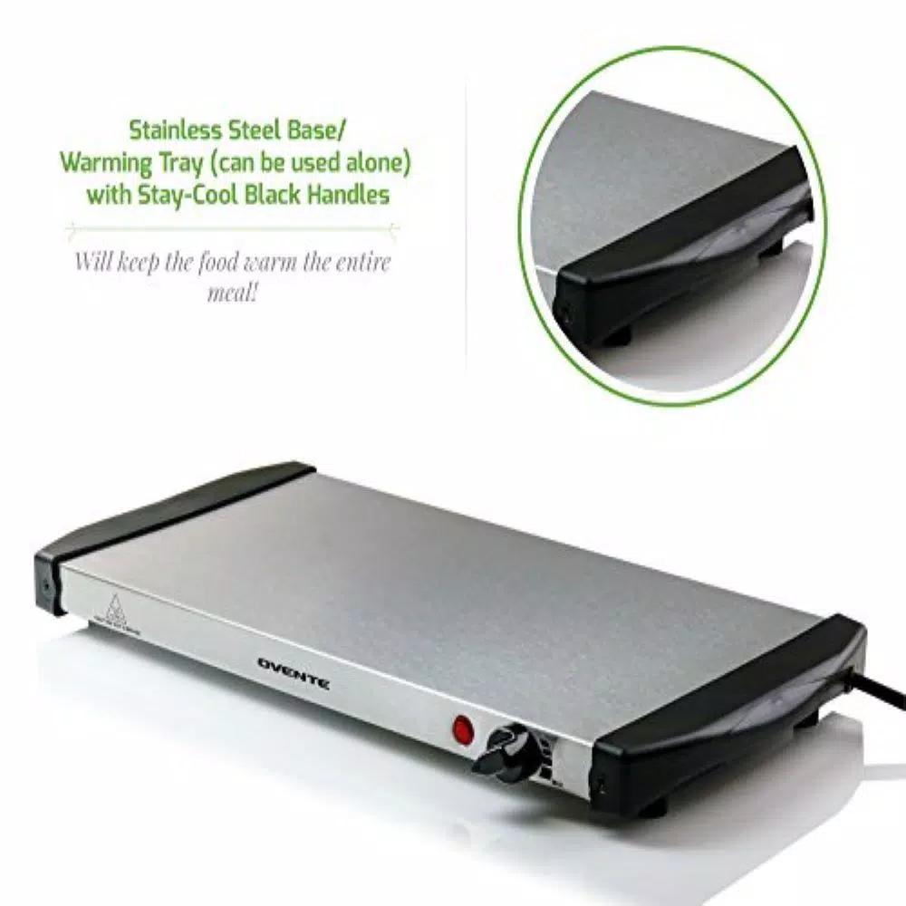 Ovente FW153W 3-Tray Buffet Server with Stand-Alone Warming Tray, Stainless Steel
