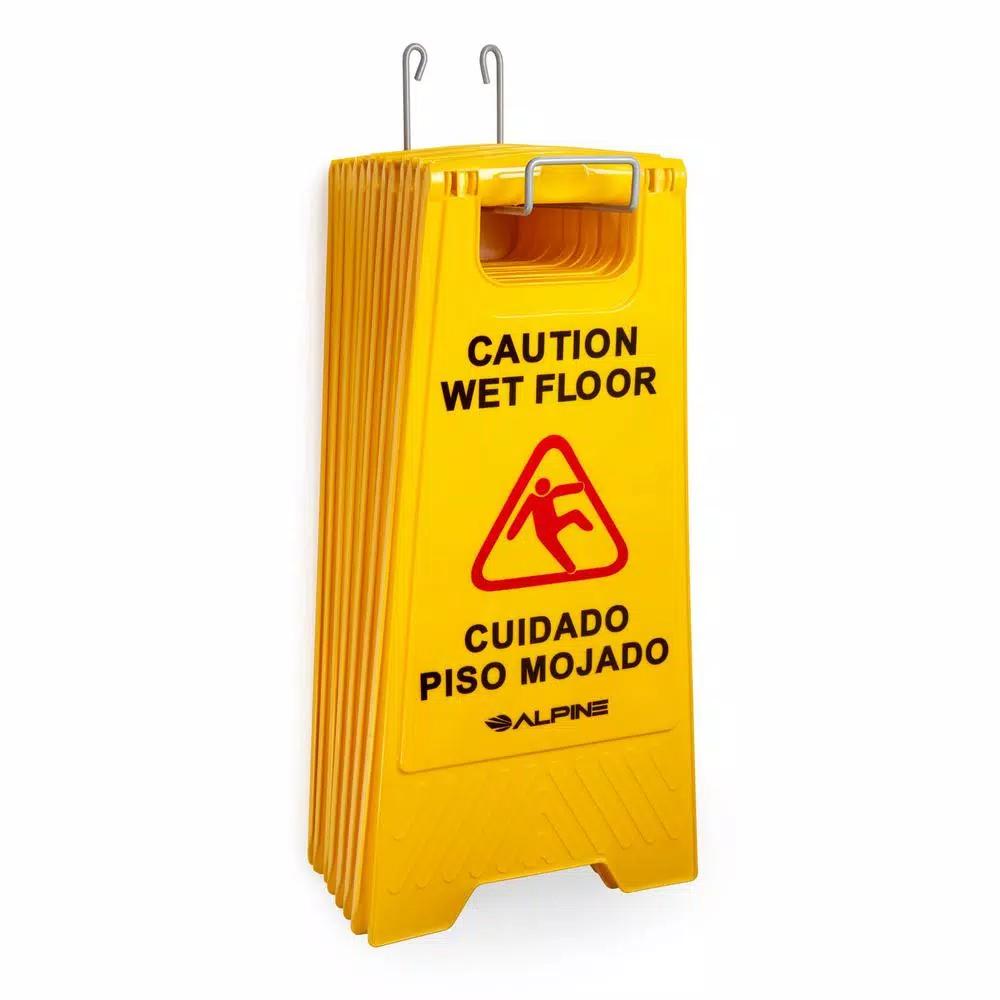 Alpine Industries Steel Wet Floor Sign Holder, Silver Powder-Coated