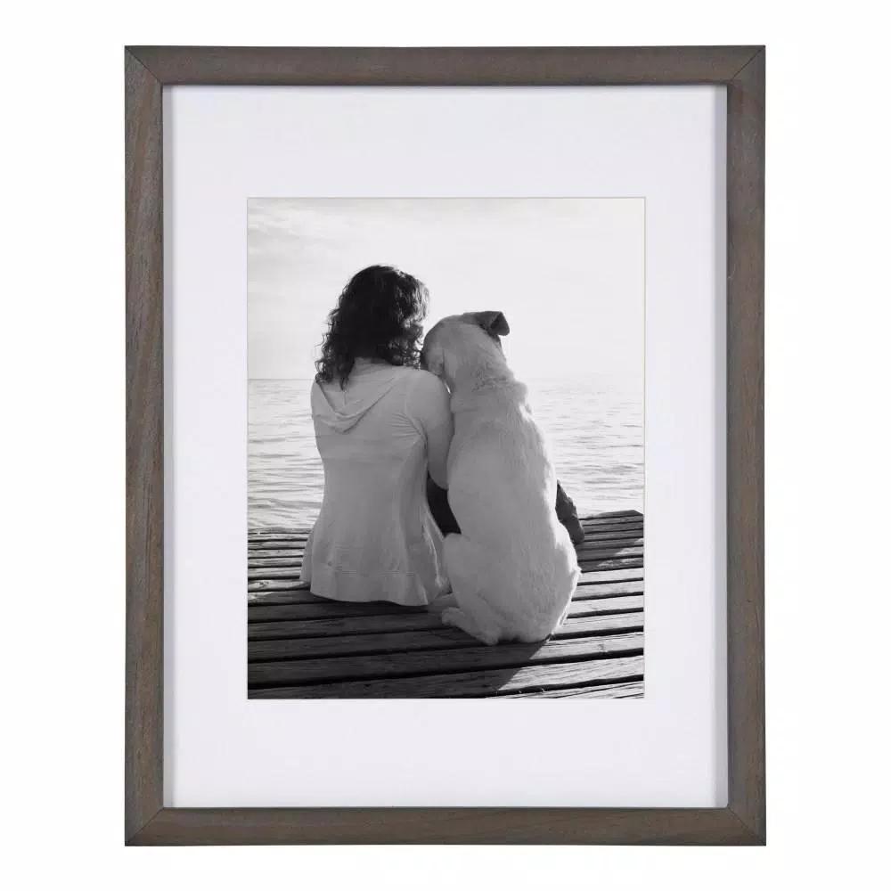DesignOvation Gallery Wood Photo Frame Set, 4-Pack, Gray, 11x14 matted to 8x10